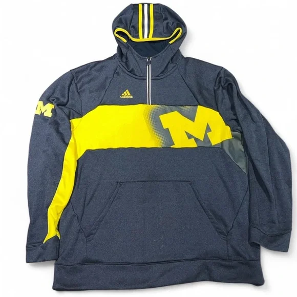 Adidas Michigan Hoodie in Navy and Yellow - Picture 1 of 3
